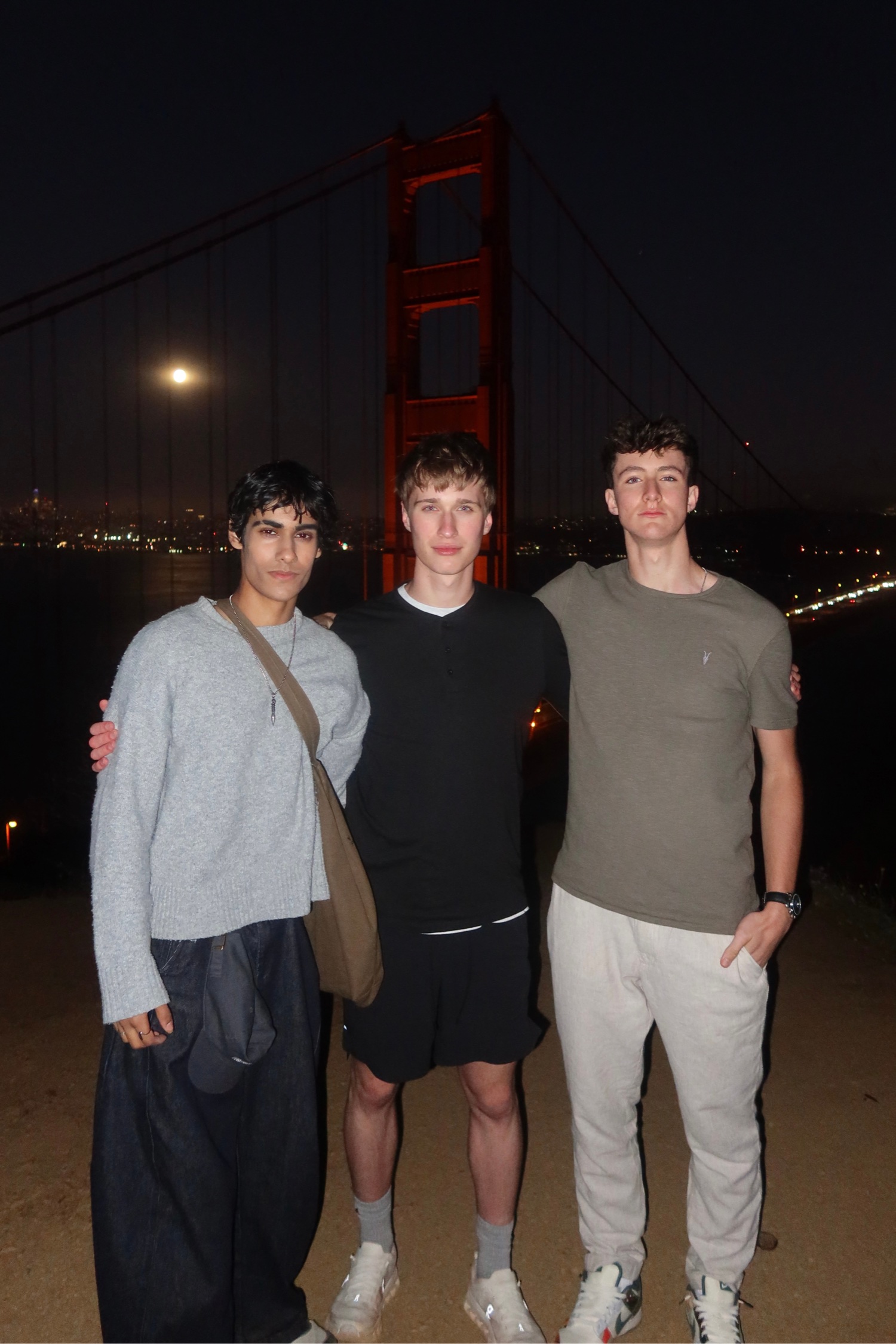 Ameya Kharade, Evan Morris, and Samuel Skotnikov together at the Golden Gate Bridge